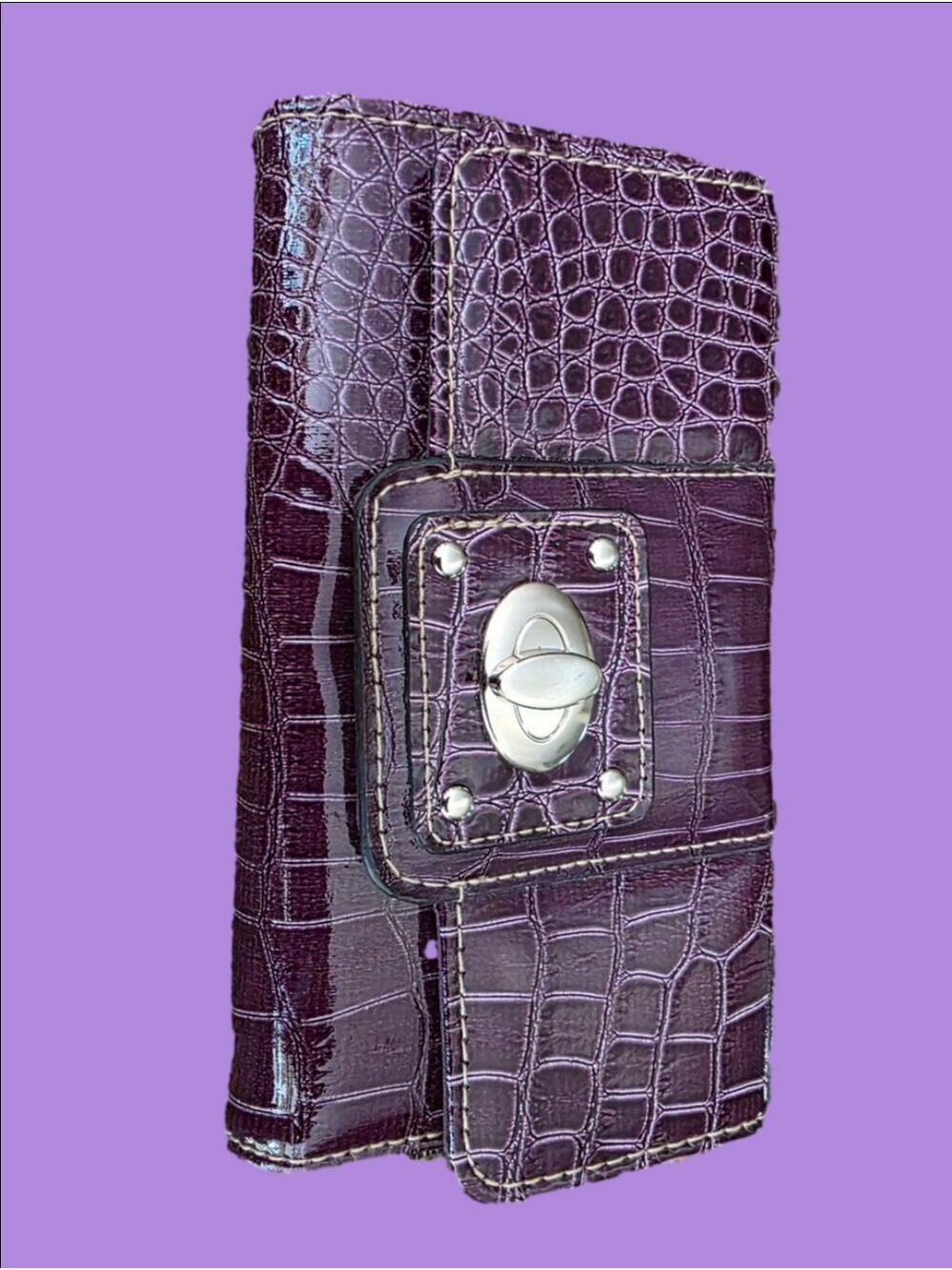 4/$25 Deal! Purple Croc-Embossed Wallet